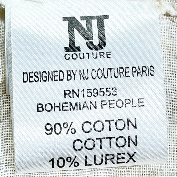 Barok Paris Bohemian People Cotton Lurex Sequin Fringe Mini Dress M/L - Picture 7 of 7